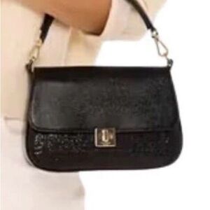 KATE SPADE, PHEOBE GLITTER & PATENT BAG W/2 STRAPS BLK